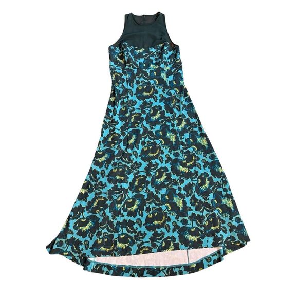 NEW Anthropologie Maeve Mesh Halter Midi Dress Sz Small Turquoise Floral - Picture 13 of 16